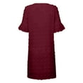 thumbnail image 3 of QUYUON Summer Mini Dress Women Summer Chiffon Ruffle Short Sleeve V-Neck T-Shirt Dresses Casual Loose A-Line Tunic Dress Wedding Guest Evening Party Short Dresses Style D-2644 Wine XXL, 3 of 5