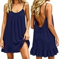 thumbnail image 2 of BOOMNY Women's Backless Cami Dress Spaghetti Strap Lounge House Midi Dresses Flowy Beach Summer Sundress, 2 of 8