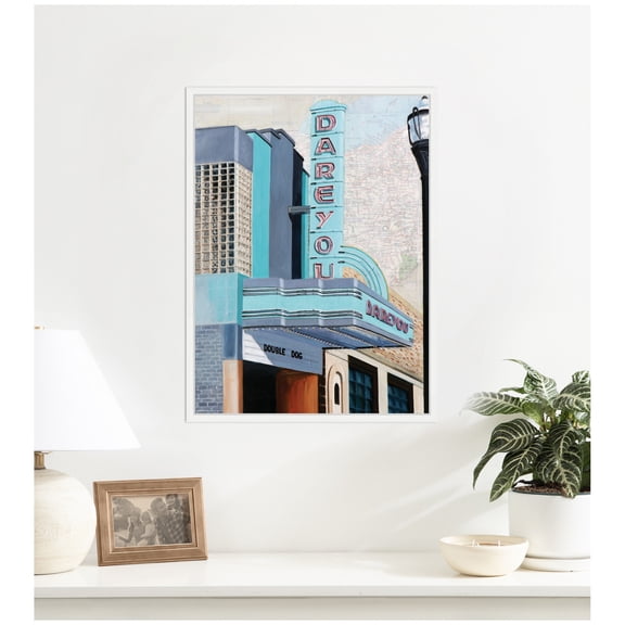 Kate and Laurel Framed Canvas Wall Art Print Double Dog by Krista V. Allenstein, 18 x 24 Sylvie White Frame, Vintage, Architecture Art for Wall Decor