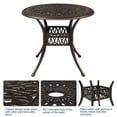 thumbnail image 4 of Hassch Patio Bistro Table - 35.43" Round Cast Aluminum Outdoor Dining Table with Umbrella Hole, Easy Clean & Assemble - Bronze, 4 of 10