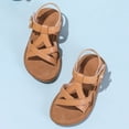 thumbnail image 5 of kpoplk Girls Strap Sandals Open Toe Outdoor Flats with Hook and Loop Kid Summer Shoes for Girls(Khaki,3.5), 5 of 7