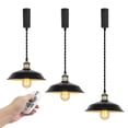 thumbnail image 1 of FSLiving Adjustable Wire Length H-Type Track Hanging Light Remote Control Black Metal Pendant Light Fixture Retro Industrial Lamp Dimmable&Color Changing&Timing for Bar Kitchen Sink - Set of 3, 1 of 8