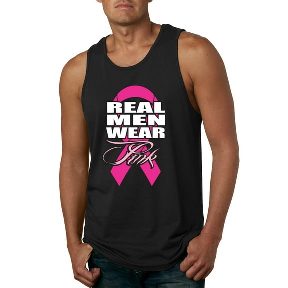 Real Men Wear Pink Awareness Mens Graphic Tank Top, Black, Small