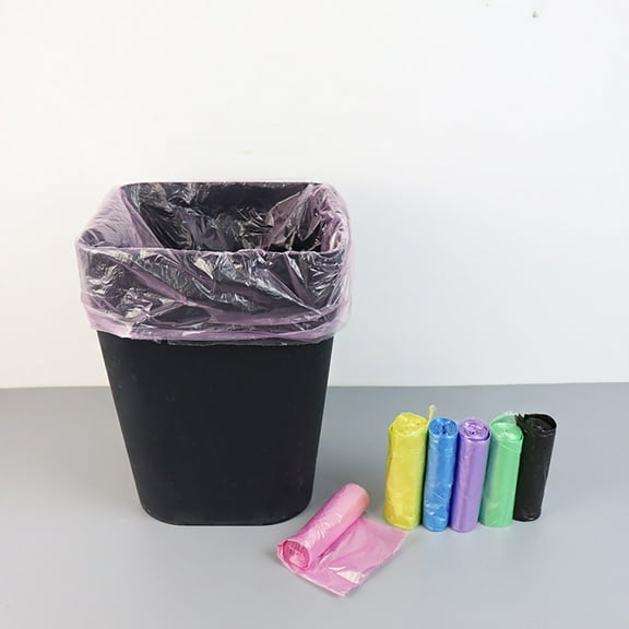5 Rolls Heavy Duty Garbage Can Liners,17.7x19.68" Kitchen Trash Bags, Colorful Clear Ultra Thin Garbage Bags Bathroom Trash Can Liners Small Plastic Bags For Home Office Kitchen, Yellow