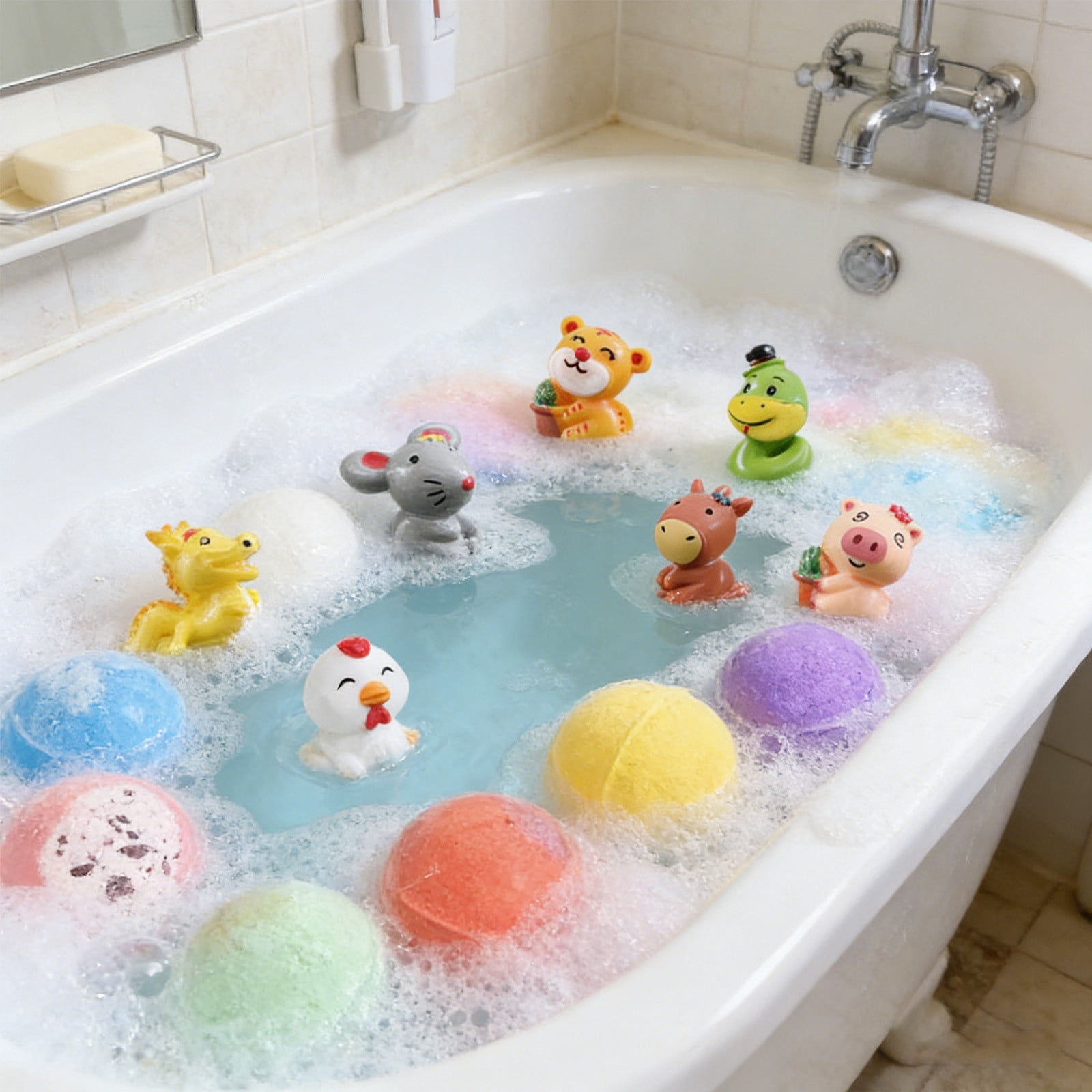 Bath Bombs for Kids with Surprise Inside, 12 Pack Organic Colorful Bubble Bath, Natural Bubble Bath Set for Birthday Presents, Party Favors and Daily Bath Time Fun
