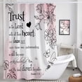thumbnail image 2 of Pink Omber Bible Verse Botanical Shower Curtain, Inspirational Bible Verse Motivational Quotes Scriptures Shower Curtain Set, Aesthetic Minimalistic Boho Floral Christian Faith Shower Curtain 70X70IN, 2 of 5