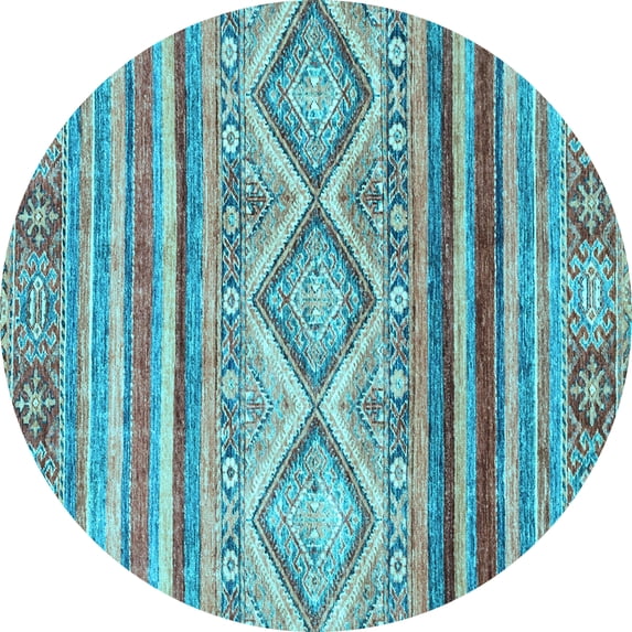 Ahgly Company Indoor Round Southwestern Light Blue Country Area Rugs, 5' Round