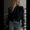 thumbnail image 4 of Chaqueta con Botones y Hombros Caídos para Mujer, Abrigo Corto y Prendas de Abrigo Negro M, 4 of 7