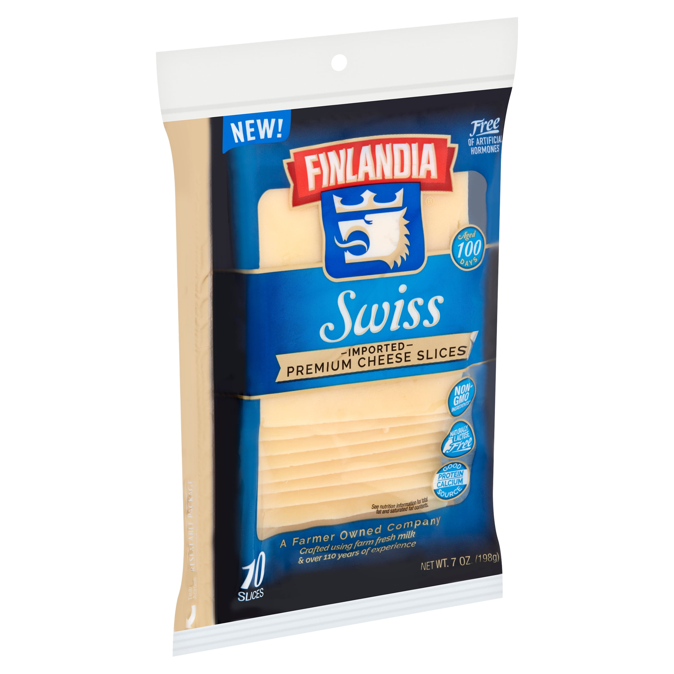 Finlandia PastureRaised Swiss Cheese Slices, 7 Oz, 10 Ct
