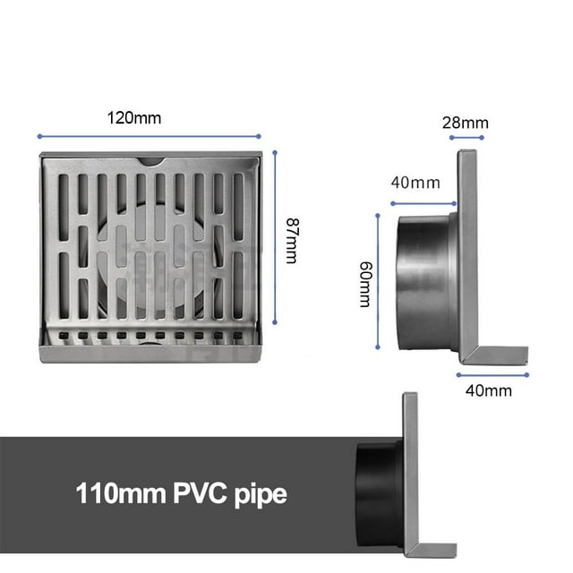 L Forme en Acier Inoxydable Paroi Côté Drain Balcon Même Filtre à Déchets de Couche