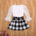 thumbnail image 2 of Baby Girl Long Sleeve + Plaid Skirt, Mesh Stitching Decoration Flared Sleeves Spring Clothing, 2 of 5