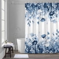 thumbnail image 5 of Blue Flowers Shower Curtain for Bathroom, Spring Watercolor Gradient Blue Floral Leaf Botanical Waterproof Cloth Fabric Bathroom Accessories Set with 12 Rust Proof Plastic Hooks, 72"x84", 5 of 9