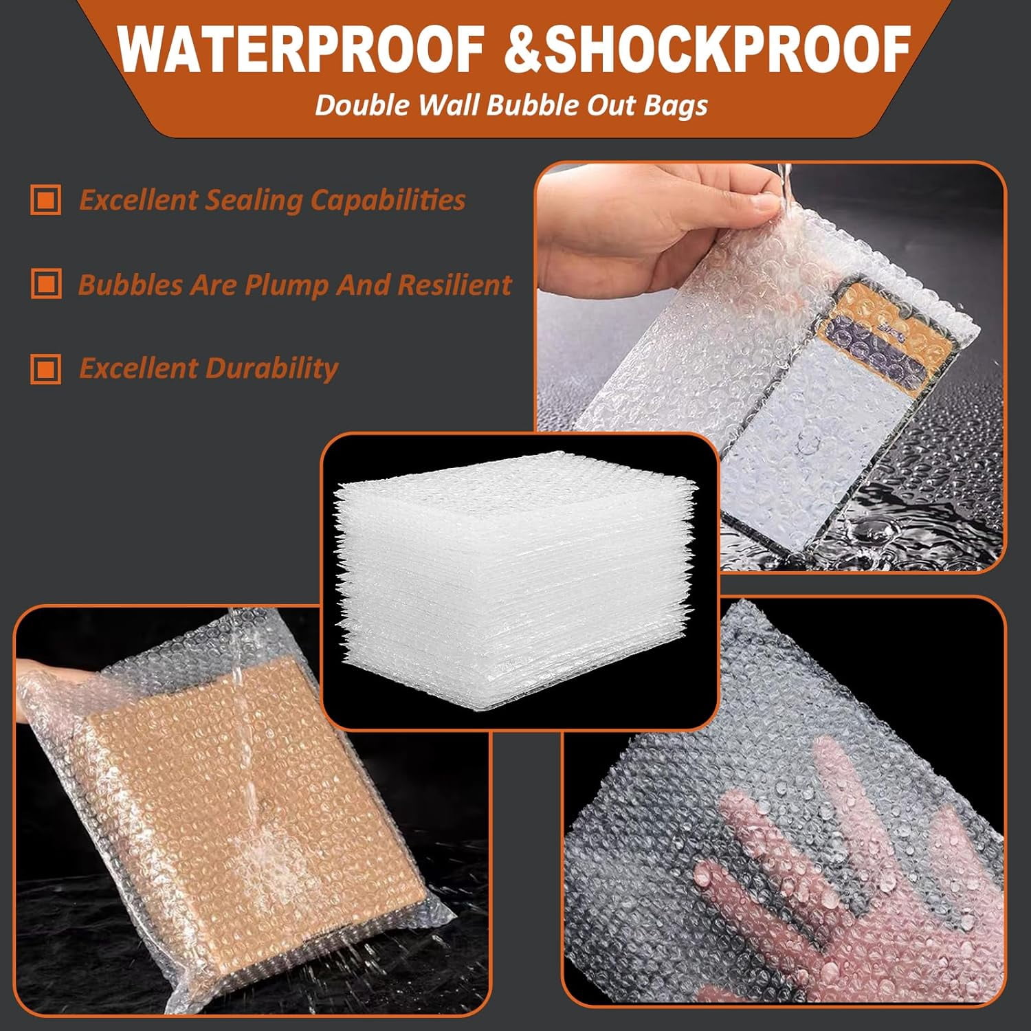 50Pcs Bubble Pouches Wrap Bag, 12''x16'' Double Wall Shockproof Bubble Bags, Clear Bubble Out Bags for Packing, Cushioning Bags for Moving, Shipping and Packing