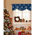 thumbnail image 4 of Christmas Snowflake Tie Up Valances Curtain, Blue Winter Classic Texture Adjustable Rod Pocket Short Window Treatment Tie Up Curtains Valances for Kitchen Living Room Bathroom 60x18 Inches, 4 of 9