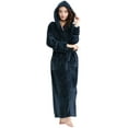 thumbnail image 1 of Women Fleece Hooded Bathrobe Soft Plush Full Length Long Spa Robe, 1 of 8