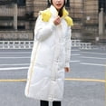 thumbnail image 3 of Lovskoo Womens Winter Coats Hooded Quilted Jacket Long Sleeve Mid-Length Over-The-Knee Wear Reversible Thick Cotton-Padded Jacket White, 3 of 8