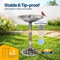 thumbnail image 3 of SPECSTAR Bird Bath, 28 inch Height Polyresin Lightweight Antique Outdoor Garden Birdbath Gray, 3 of 9