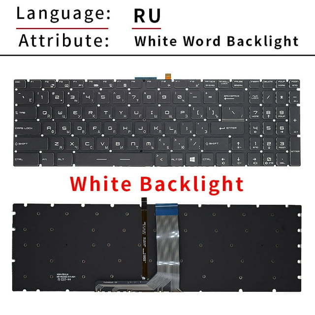 Clavier d'Ordinateur Portable Russe avec Rétroéclairage pour Msi GS60 GT72 GE62 GL62 GL72 CX62 WS70 GS70 GV62 MS-16J5 MS-1796 MS-1799 MS-16J9 RU Rétroéclairé Blanc