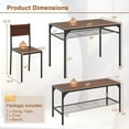 thumbnail image 3 of Costway Dining Table Set for 4 Rectangular Table with 2 Chairs, 1 Bench, Storage Racks Brown, 3 of 10