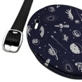 thumbnail image 2 of Space Pattern with Stars Planets Aliens Astronauts Spaceships Dogs Round Leather Luggage Card Suitcase Carry-On ID Tag, 2 of 7