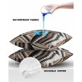 thumbnail image 4 of Pack of 2 Outdoor Pillow Covers, Boho Western Tribe Brown White Black Geometric Wood Grain Waterproof Square Throw Pillowcase Cushion Decorative Pillow Covers for Couch Patio Tent, 20x20 in, 4 of 6