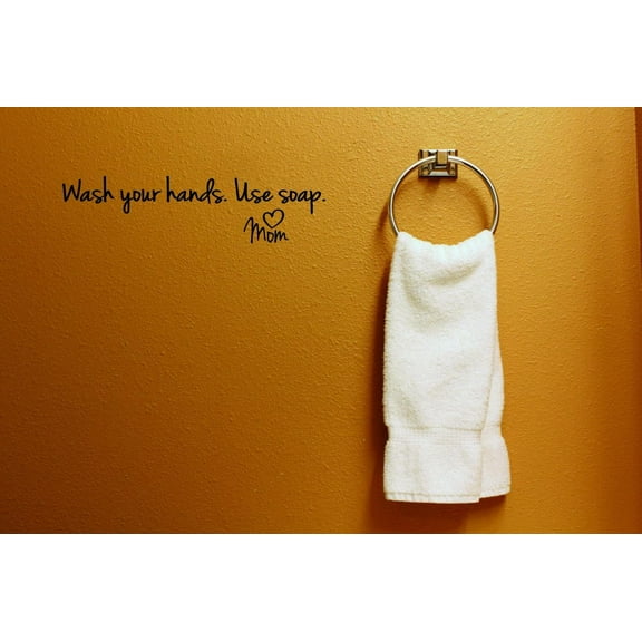 Wash Your Hands. Use Soap Mom Vinyl Wall Decal for Home - Together Brush Soap Place Hands Life Cute Wall Décor Bedroom Living Room Entry - Removable High Tact - Size: 8 In x 20 In