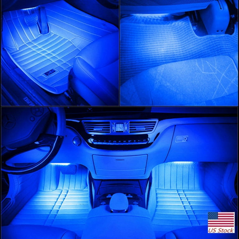 Comprar Luz decorativa interior 4 en 1 para coche, luces interiores de  ambiente, lámparas de pie, luz LED, lámpara azul brillante