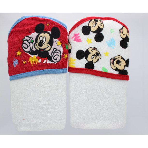 Disney Baby Mickey Mouse Hooded Towel Set, Red