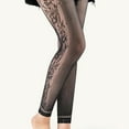 thumbnail image 3 of Women Sexy High Waist Fishnet Footless Leggings Flower Jacquard Patterned Mesh Net Tights Black Ankle Pantyhose Stocking, 3 of 21