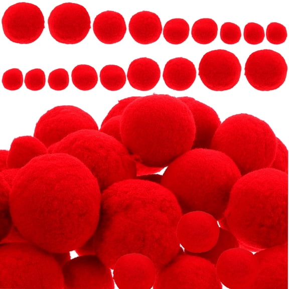 Raindrops 50pcs Red Pom Poms for Crafts Sewing Projects Clothing Accessories Decorations
