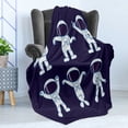thumbnail image 4 of Science Party Soft Flannel Fleece Blanket, Continuous Pattern Astronauts Sketch Dancing and Posing on Space, Cozy Plush for Indoor and Outdoor Use, 50" x 60", Indigo Blue and White, by Ambesonne, 4 of 5
