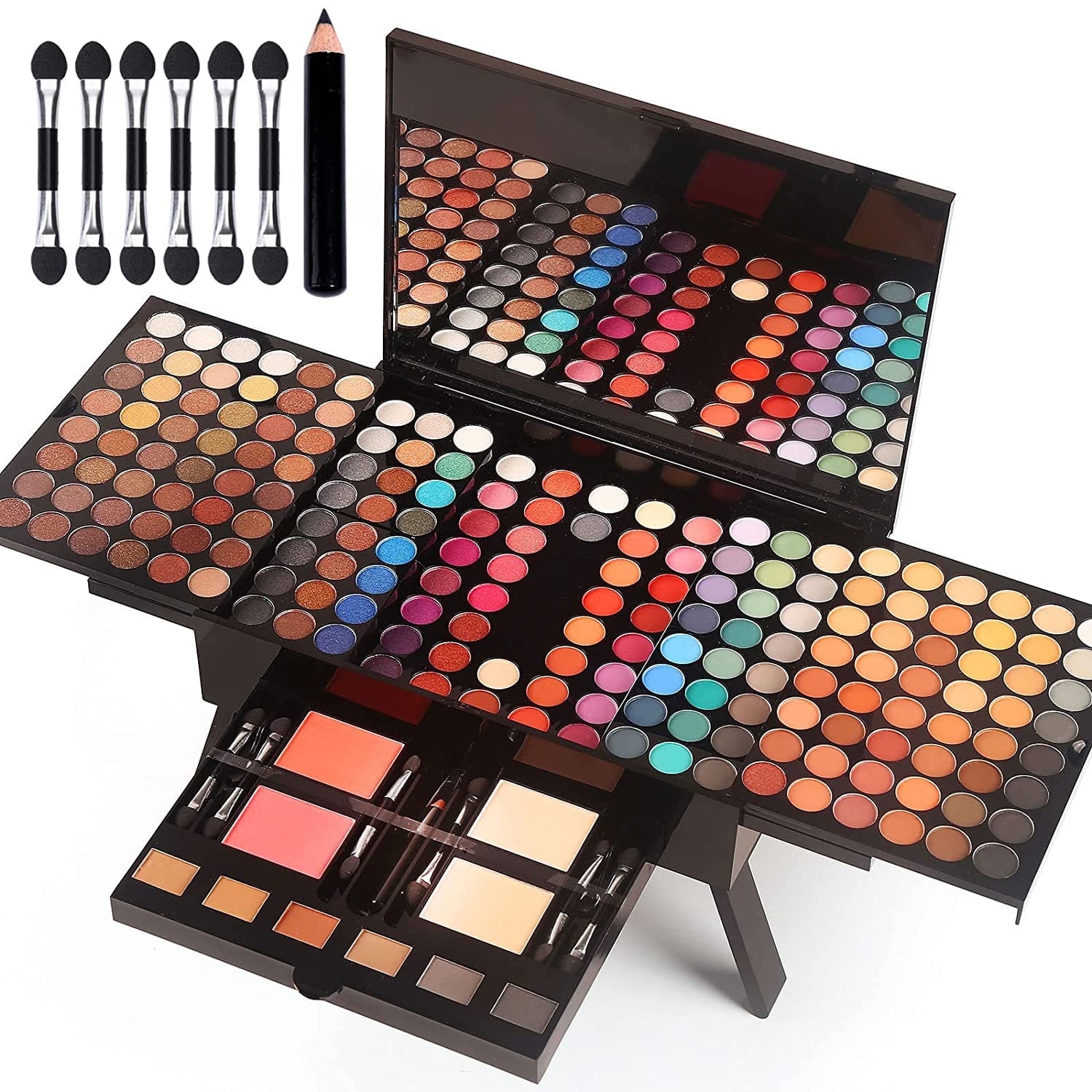 MISS ROSE 190 Colors Cosmetic Makeup Palette Set Kit Combination,Professional Makeup Kit for Women Full Kit,Makeup Pallet,Include Eyeshadow/Facial Blusher/Eyebrow Powder/Eyeliner Pencil/Mirror