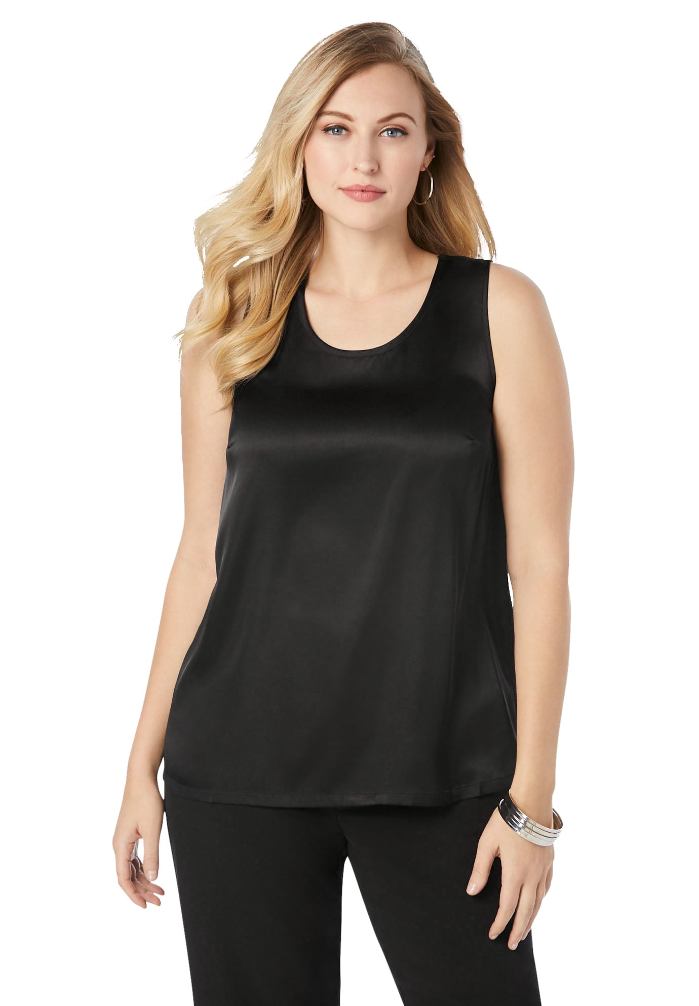 Jessica London - Jessica London Women's Plus Size Sleeveless Satin Shell Tank Top Blouse - 22 W 