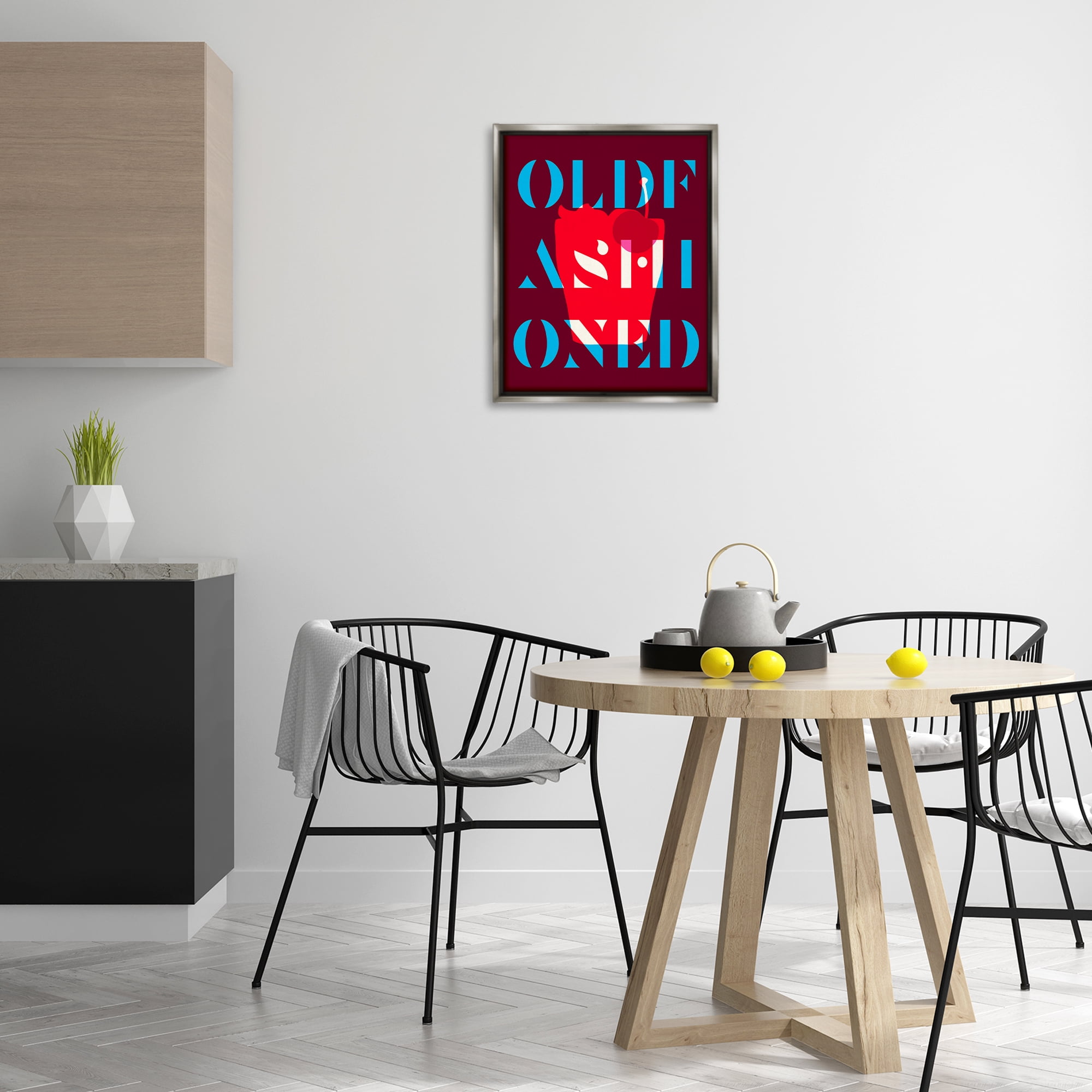 Stupell Industries Modern Old Fashioned Food & Beverage Painting Gray Floater Framed Canvas Art Print Wall Art, 17 x 21