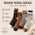 thumbnail image 5 of Womens Cotton Blend Mid Calf Socks Fair Isle Speckled Knit Snowflake Pattern Crew Socks Autumn Winter Thermal Warm Cozy Casual Dress Socks (C), 5 of 5