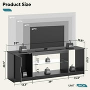 Bestier LED TV Stand for 65TV,Entertainment Center with PS5 Storage,Media Console Table with Adjustable Storage Shelf-Black Carbon Fiber