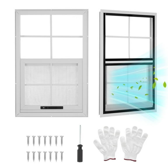 2 Pack Shed Window, 12" x 18" Flush Mount Window with Tempered Glass and Fiberglass Screen, Small Sliding Windows for Shed, Chicken Coop, Playhouse, Household, Garage