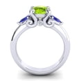 thumbnail image 4 of Diamond-Capitals 2.50 Carat Stunning Round Peridot & Blue Sapphire Gemstone Engagement Ring for Women Solid 14K White Gold Size 11, 4 of 8