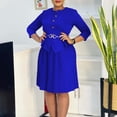 thumbnail image 2 of AURA Plus Size Elegant Three Quarter Sleeve Pleated A Line Office Dress with Belt 2025 Summer High Waist Bodycon Midi Dress, 2 of 10