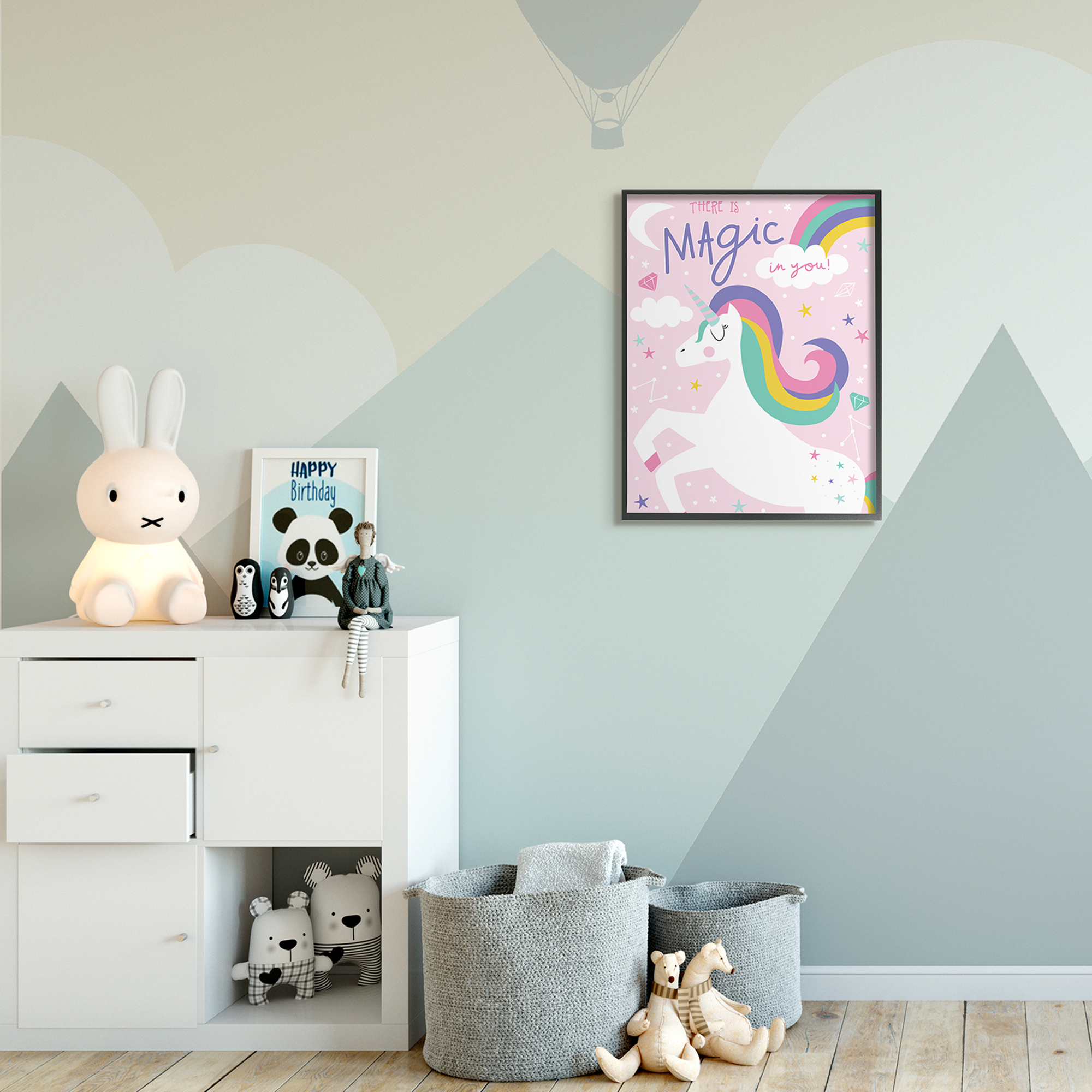 There's Magic in You Phrase Pink Rainbow Unicorn 24 in x 30 in Framed Painting Art Print, by Stupell Home Décor