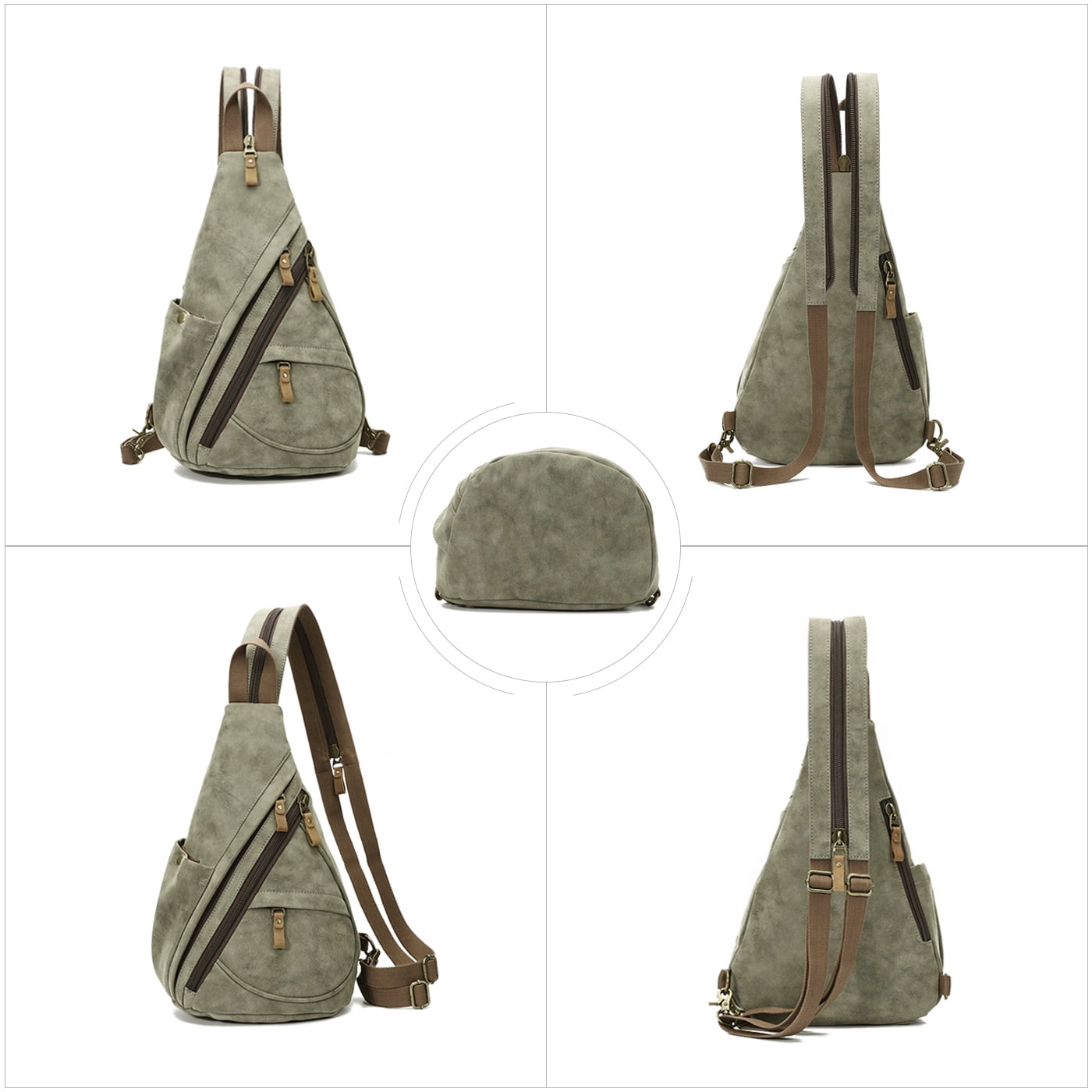 KL928 PU Leather Crossbody Backpack Sling Bag Shoulder Casual Daypack Rucksack for Men Women