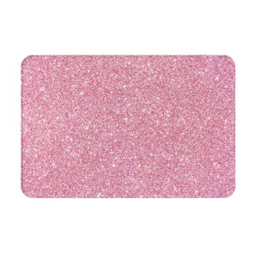 Balery Glitter Pink Doormat, Durable Flannel Fabric, Waterproof Stain and Fade Resistant, Low Profile,Indoor Outdoor Door Mats, Easy Clean Patio Entrance Mat, 16x24in