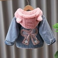thumbnail image 4 of NAISIBABY Girls Fleece Denim Jacket 6T, Button Up Cute Hooded Warm-Lined Winter Fashion Outerwear PinkN(1-12T), 4 of 6