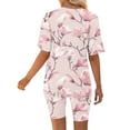 thumbnail image 5 of Blusas para las Mujeres Casual Impreso Cuello en V Manga Corta Blusa Pantalones Cortos, Conjuntos de Ropa para las Mujeres, 5 of 5