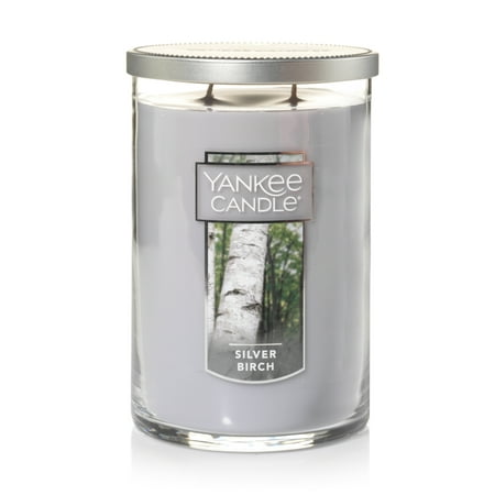 Yankee Candle Silver Birch - 22 oz Large Modern Brushed Lid Tumbler Candle: Woody Scented, 2-wick Soy Wax Blend with 75 Hours Burn Time, Unisex
