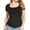 Black, variant on SSLR Square Neck Tops for Women Short Sleeve T-shirt Ribbed Slim Fitted Tee Shirts
