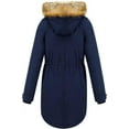 thumbnail image 4 of Women's Winter Hooded Parka Coat Warm Fleece Lined Jacket Thickened Windproof Parka with Removable Faux Fur Trim(Navy, L), 4 of 5