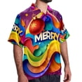 thumbnail image 2 of Christmas Font Men's Short Sleeve Poplin Shirt, Casual Printed Button Down Top for Summer Beach, Spread Collar Unisex Beach Shirt, 2 of 6