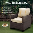thumbnail image 3 of CozyHomet 4 Piece Outdoor Patio Furniture Set, All-Weather Rattan Wicker Sectional Sofa Set with Glass Coffee Table, Outdoor Conversation Set for Balcony Backyard Porch, Beige Cushion, 3 of 8