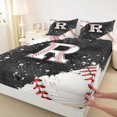 thumbnail image 3 of jejeloiu Monogrammed R Queen Sheet Sets,Baseball Lover Flat Sheet,Ball Sport Games Queen Fitted Sheet For Teens,Ultra Soft Bedroom Decor,4pcs, 3 of 7